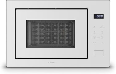 Вбудована мікрохвильова піч Klarstein Velaire 60 см з грилем – 25L, 850W, 8 програм, сенсорне управління, нержавіюча сталь, таймер, білий колір