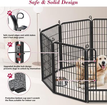 Металевий вольєр для собак, загон для собак на вулицю, вольєр для цуценят, міцний, для внутрішнього та зовнішнього використання, 38 панелей, 81,3 x 101,6 см