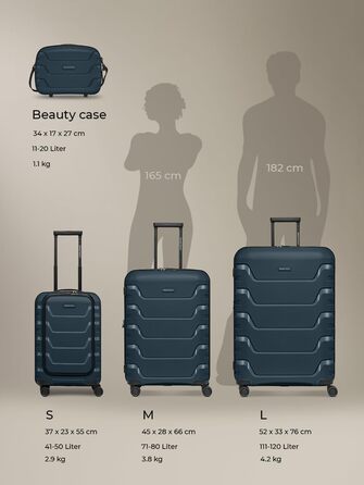 Набір валіз SMARTBOX Hartschalen 3 шт. | Розширювані, з TSA-замком, з відділом для ноутбука | Navy (S, 55 см)