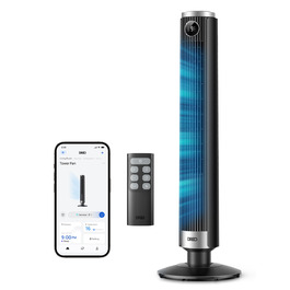 Вентилятор вежовий DREO Smart 102-114 см для спальні, з регулюванням висоти, 9 швидкостей, 4 режими, 90° осциляція, тихий (20 дБ), таймер 12 год, чорний