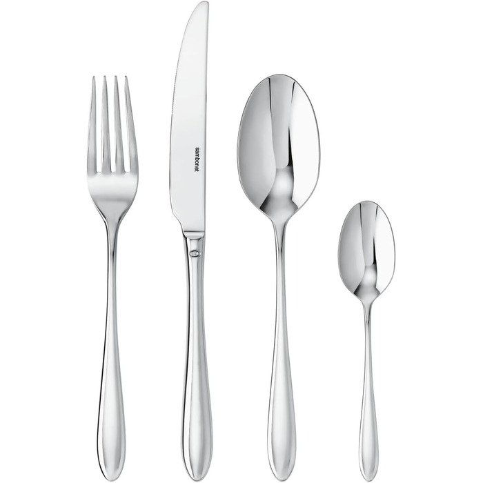 Sambonet 52515-81 Dream Stainless Steel Cutlery Set, for 6 people, 24-piece - 6 forks, 6 spoons, 6 knives, 6 teaspoons, stainless steel, dishwasher-safe, silver