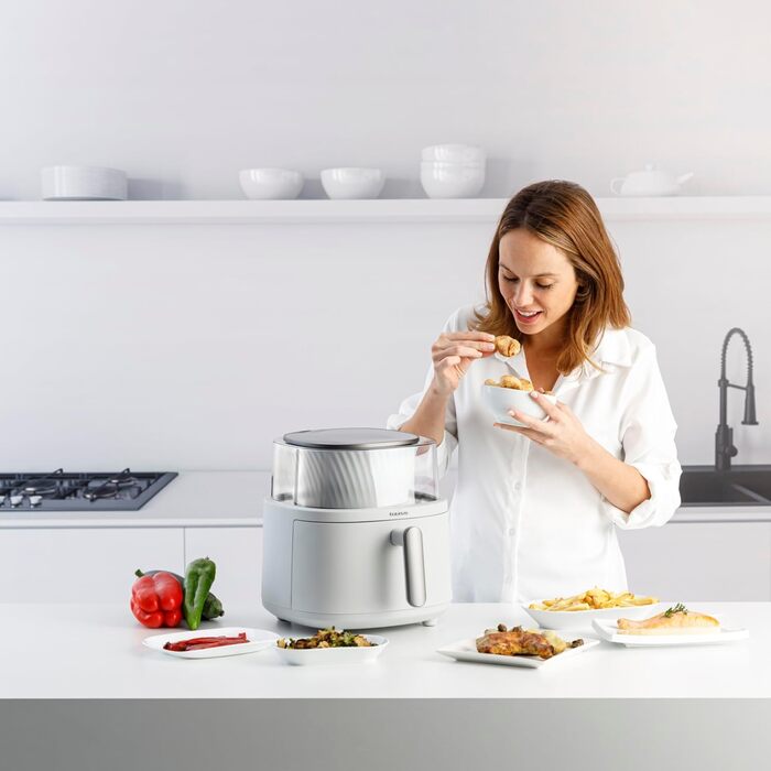 Фритюрниця Taurus Aero Crisp Spin 6L з обертальним механізмом, 6л, 1550 Вт, до 200°C, сучасний дизайн, біла