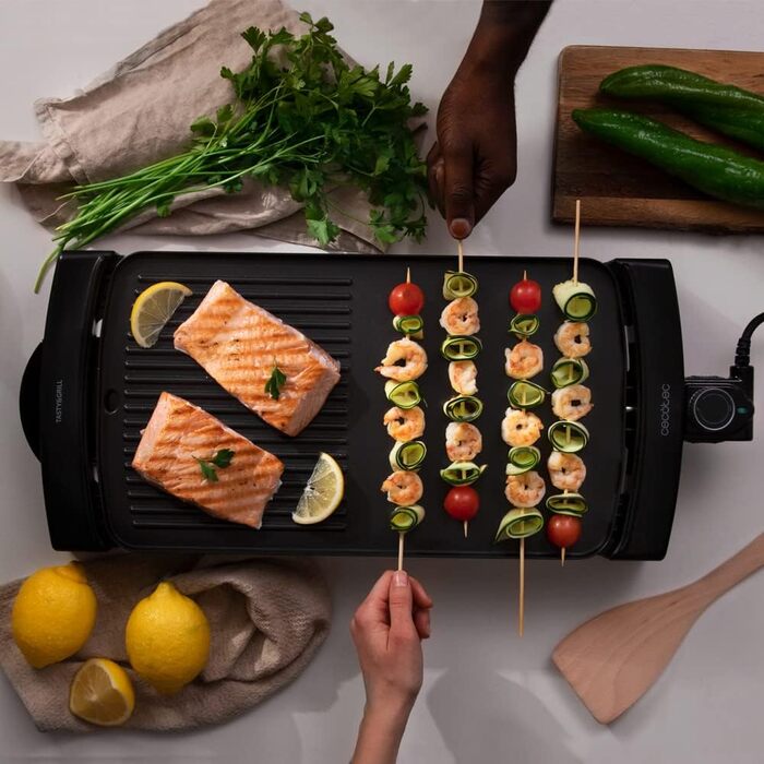 Електричний гриль Cecotec Tasty & Grill 3000 RockWater, 2600 Вт, покриття RockStone, терморегулятор, знімні деталі, чорний