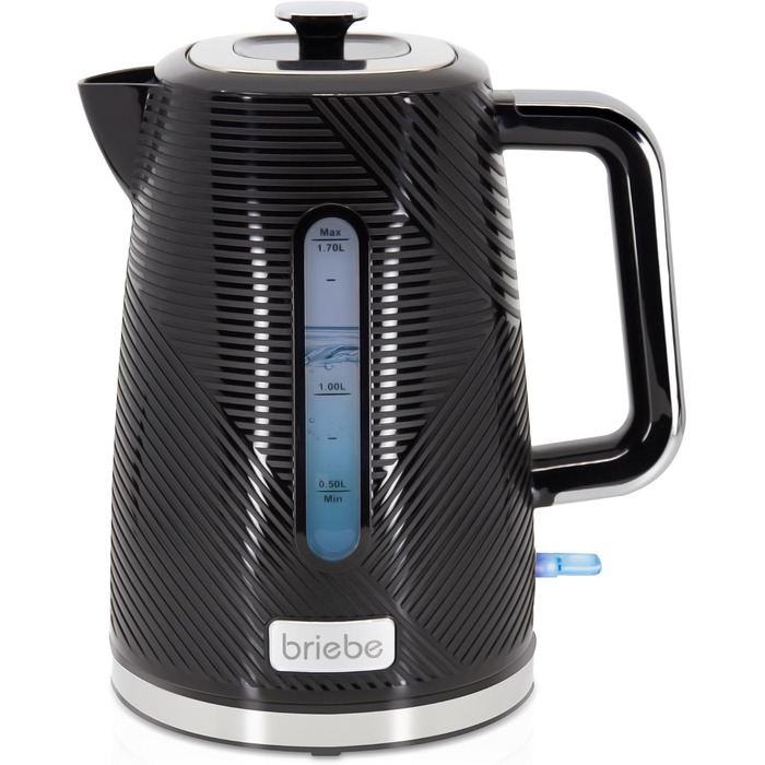 Набір для сніданку: тостер на 2 підсмажування, 7 рівнів підсмажування та бездротовий чайник 1,7 л, 2200 Вт, чорний, BPA-free, сучасний дизайн