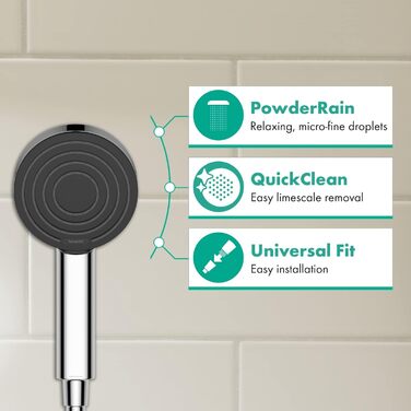 Душова лійка Hansgrohe Pulsify Select S з функцією Antikalk (Relaxation Version), діаметр 105 мм, хром, 1 струмінь, PowderRain