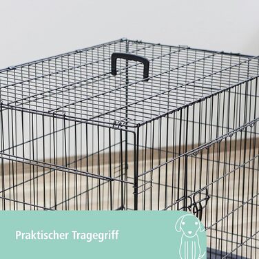 Кігтедержка для тварин Kerbl, переносна клітка для собак, чорна, 76x54x64 см, складна, металева, з двома дверцятами, для подорожей та дому