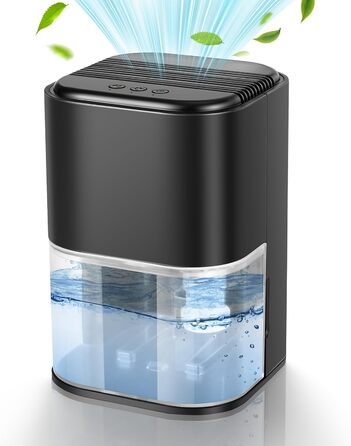 Електричний осушувач повітря 2L з автовимкненням та 7 кольоровим нічним світлом. Тихий осушувач для дому, квартири, ванної кімнати, підвалу (чорний)