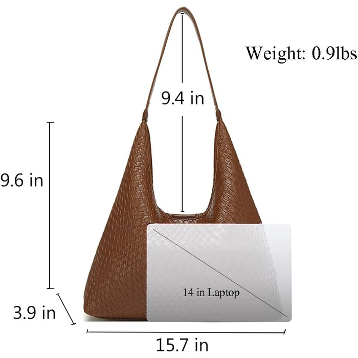 Жіноча сумка-хобо з екошкіри, велика місткість, плечова сумка з ручкою (коричнева)