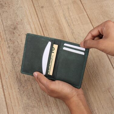 FOXHACKLE: Шкіряне картхолдер для жінок та чоловіків, RFID-захист, тонкий, мінімалістичний (Seattle Green)