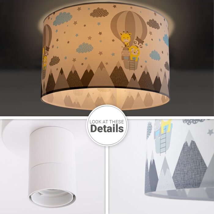Paco Home Pendant Light Children's Room Ceiling Lamp Chandelier Baby Room Pendant Light Various Motifs Boys Girls E27, Color: Design 6 (Ø45.5 cm), Lamp Type___Color: Ceiling Light - White