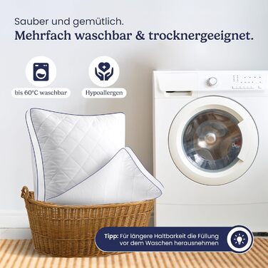 Gentle North High-Quality Pillowcases (80x80 cm size) - Hotel Quality 2-Pack. Fluffy, well-filled sleeping pillows suitable for allergy sufferers (Ökotex 100 certified) - Washable at 60°C 2x | 80x80