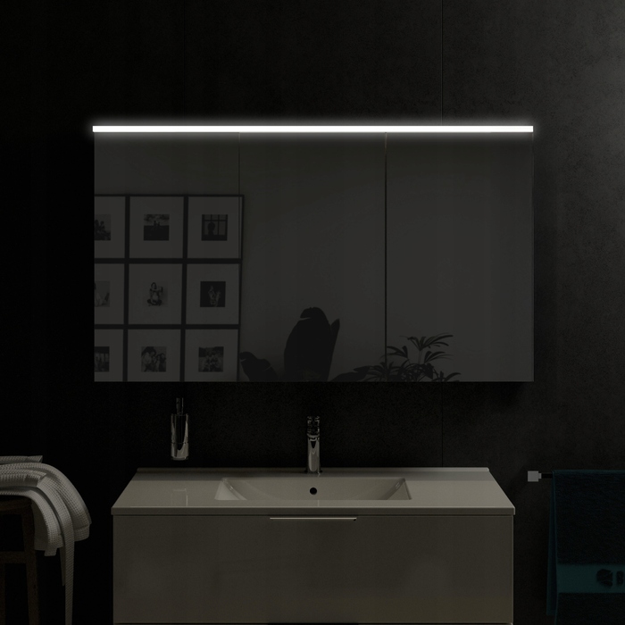 Шафа у ванну кімнату SOLO з LED-підсвіткою та дзеркалом, 120 см, колір 