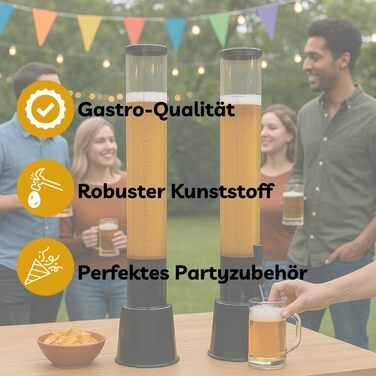 Стійка для пива XXL, 3л, Biertower, для вечірок, з краном, з блоком HLKauf, 2 шт.