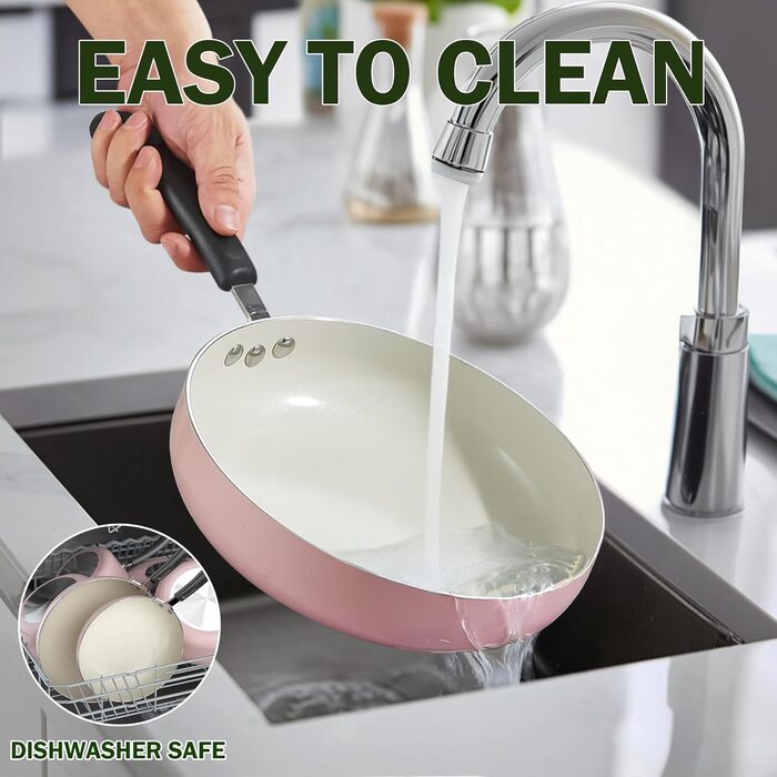 Набір посуду Cook N Home: 10 предметів, антипригарне покриття, кераміка, рожевий