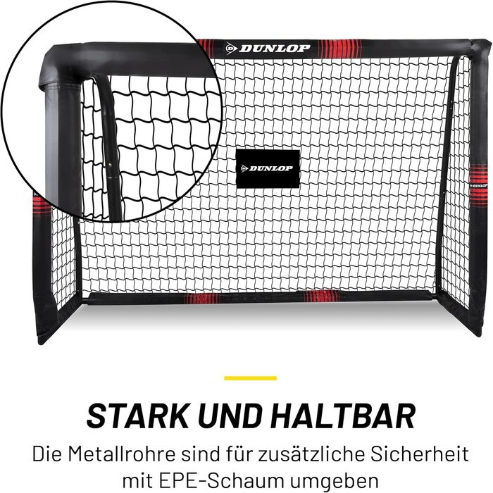 Dunlop Football Goal - Metal Soccer Goal Post - Training Accessory for All Ages - Easy Assembly - 180x120x60cm, 240x160x85cm, 120x300x200cm - Black/Red