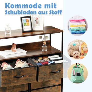 LYNCOHOME Chest of Drawers with Fabric Drawers, Sideboard Entryway Cabinet with 6 Fabric Drawers and Compartments, Drawer Unit Storage Furniture for Kitchen, Office, Bedroom