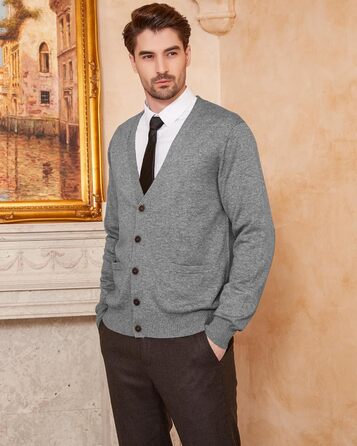 Чоловічий кардиган Kallspin з вовняної суміші, сірий, розмір L