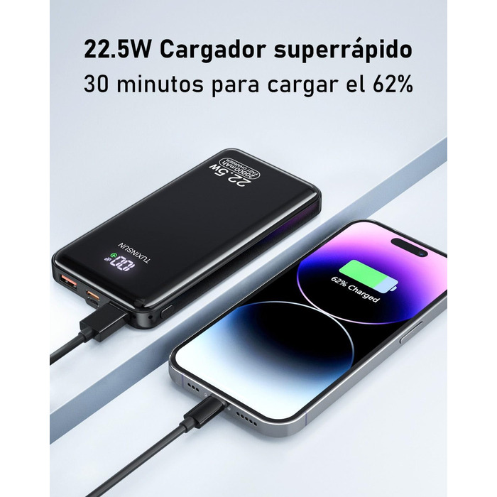 Power Bank 20000 mAh 22.5W PD3.0 QC4.0 з LCD дисплеєм, чорний - портативний акумулятор для смартфонів та смарт-годинників