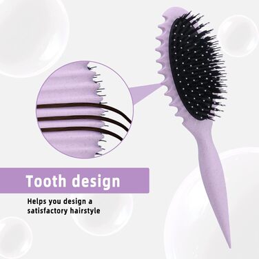 Льок-щітка, універсальна для чоловіків та жінок, для кучерявого волосся, безшумна, підходить для всіх типів волосся (кучерявого та гладкого) - фіолетова