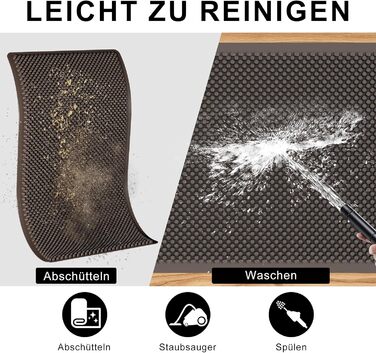 Килимок для порогу Fowooyeen з силікону, 43x76 см, коричневий - антиковзаюча, миюча, для дому та вулиці