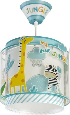 Dalber Children's Lamp Pendant Light Hanging Lamp My Little Jungle Jungle Animals Lions Elephants Giraffes Crocodile, Colorful
