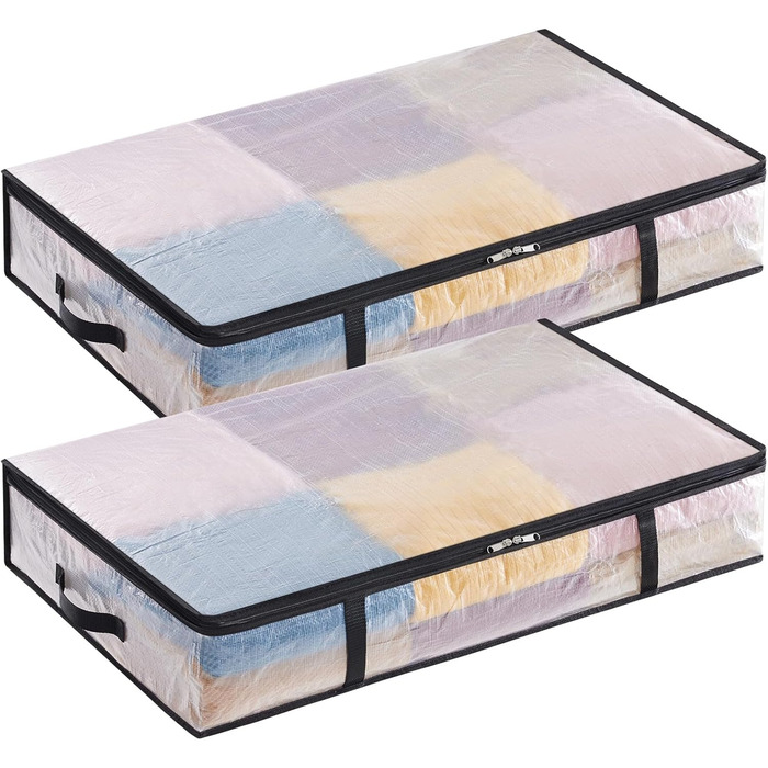 Органайзер для зберігання під ліжком LifeWit, 60л, 2 шт. Прозора пластикова коробка для постільної білизни, одягу, ковдр з міцною ручкою