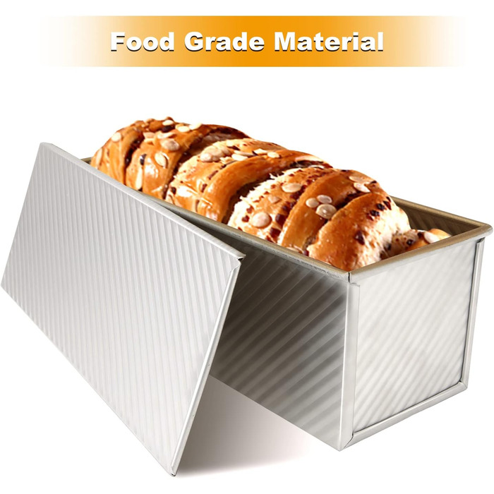 JMIATRY Large Pullman Loaf Pan with Lid, 1000 g, Non-Stick Loaf Pan for Baking, 34 x 13.5 x 12 cm, Aluminum Alloy Bread Pan, Loaf Pan for Baking