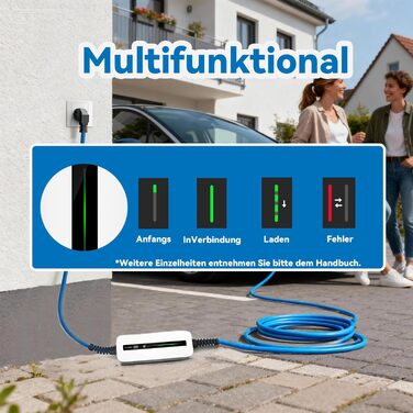 Кабель для зарядки електромобіля Тип 2, 10/16A, 6м, 220-240V, 3.6kW, з дисплеєм, Schuko, IEC 62196-2