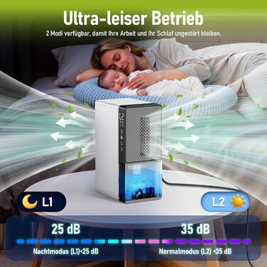 Електричний осушувач повітря 28dB, 2.3L, з фільтром, таймером, для дому та відпочинку