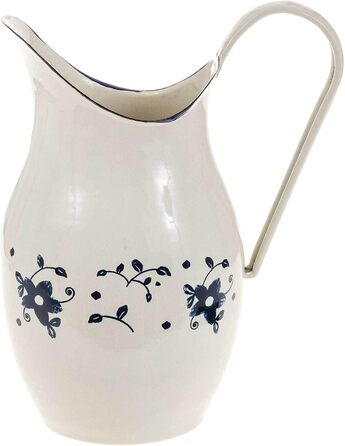 SIDCO Large Enamel Jug, Enamel Can, Water Jug, Water Can, Vintage Shabby Chic Flower Design