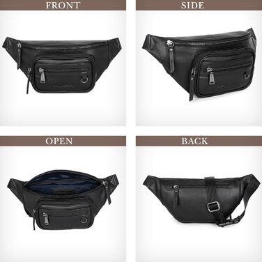 Чоловіча поясна/стегнова сумка Marc Peter® Varadero з натуральної шкіри Наппа, чорна | Сумка на пояс для чоловіків та жінок | Сумка через плече, шкіряна | Hip Bag, Crossbody Bag