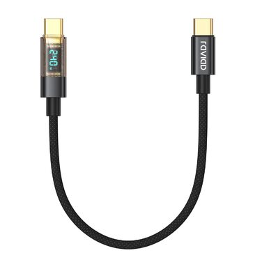 Кабель USB-C RAVIAD: Швидка зарядка PD3.1, нейлон, 0.5м, 240W, чорний. Сумісний з iPhone, Galaxy, Pixel, iPad, MacBookAir