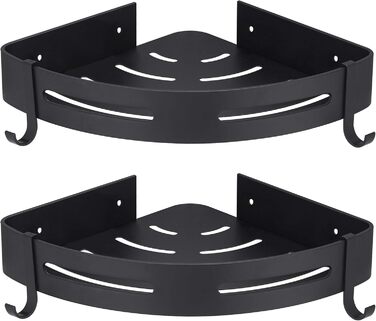 Hoomtaook Shower Corner Shelf, Shower Basket, Shower Shelves, No Drilling Required for Bathroom, Matte Finish, Bathroom Shelf, 2 Pieces Black