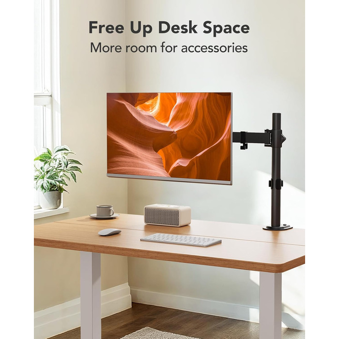 Кріплення для монітора HUANUO, 13-32 дюйми, регулювання висоти, нахил, поворот, VESA 75/100 мм, 2 варіанти монтажу