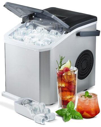 Машина для приготування льоду портативна, 15 кг/24 год, самоочисна, з лопаткою та кошиком, для дому та офісу, матеріал: акрилонітрил-бутадієн-стирол