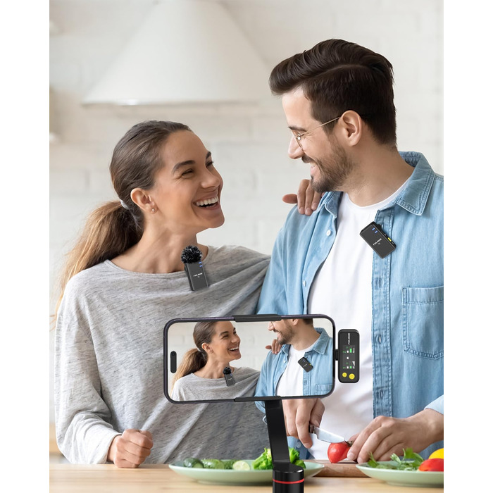 Мікрофон FULAIM X6S: Бездротовий петличний мікрофон з AI шумозаглушенням для iPhone, камер та відеозйомки. 48 кГц/24 біт, з кейсом для зарядки та зберігання.