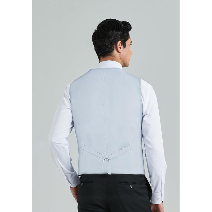 Жилет чоловічий HISDERN формальний елегантний, бавовна, однотонний V-подібний виріз з кишенями, для весілля, вечірки, бізнесу, сірий, XL