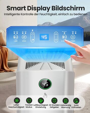 Електричний осушувач повітря 20л/день з цифровим дисплеєм, таймером та підключенням до каналізації. Для квартири, підвалу, вітальні.