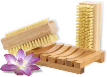 HOFMEISTER® Bath Brush with soft natural bristles, made of pear wood, 44 cm length, Made in Germany (Set, 1)
