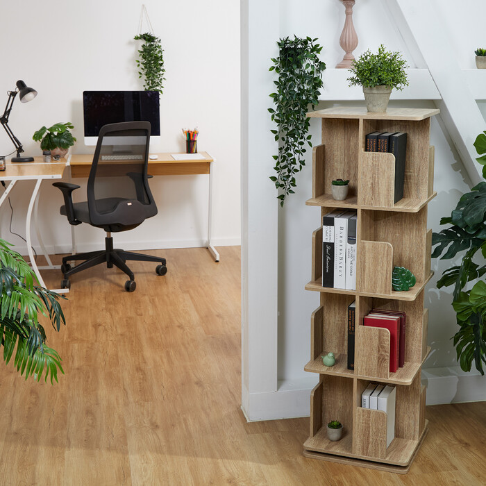 Relaxdays Corner Bookshelf with Wood-Look Finish