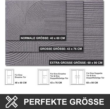 Килимок для дому та вулиці 43x76 см - антиковзаючий, миючий килимок для входу, тераси, саду (сірий)