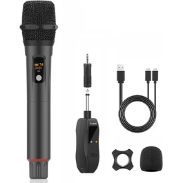 Aveek Караоке Мікрофон Бездротовий Набір, 2.4GHz, 6.35/3.5mm, З Перезаряджаємим Приймачем, Для Караоке, Вечірок, DJ (1 шт.)