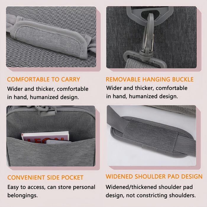 Транспортна сумка для кота та собаки, велика, портативна, для прогулянок на вулиці, складна, дихаюча, велика місткість, для двох маленьких котів, для подорожей на авто (сірий)