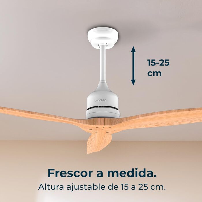 Стеляний вентилятор Cecotec EnergySilence Aero 5270 DarkWood з DC мотором, 132 см, 3 лопаті, керування, таймер, 6 швидкостей, для літа та зими, регульована висота 15 або 25 см, тихий (білий | дерево, 40W)
