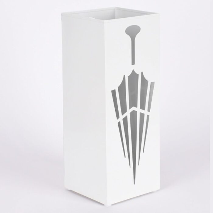 Металева підставка для парасоль та тростей Shakub, 2 слоти, дизайн з вирізами, 25x25x50 см, білий колір