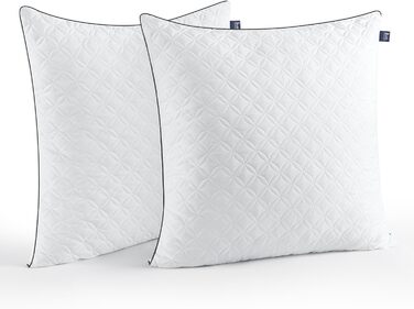 BedStory Pillowcases, 80x80cm, 2-Pack, Breathable Neck Pillows made of 2x1500g Microfiber, Washable Bed Pillows, Ideal for Deep and Relaxing Sleep, Öko-Tex Certified 2.0 White Black 80x80