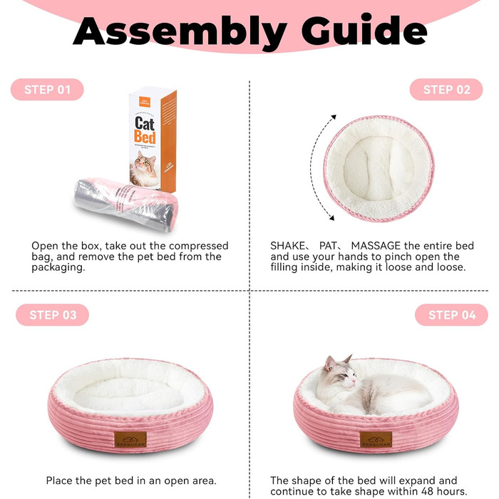 Миска-ліжко для котів, рожева, 51x51x17 см. М'яке, зручне, з антиковзною основою. Підійде для кошенят та маленьких собак. Подарунок для вашого улюбленця!