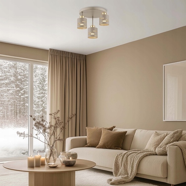 Стельна LED-лампа LEDLUX бежево-золота, металева, 3xE27