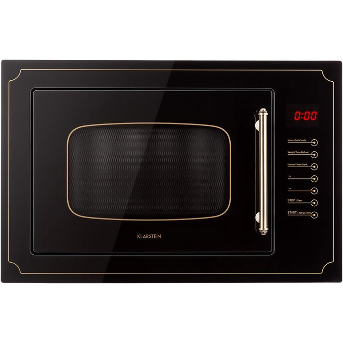 Мікрохвильова піч Klarstein Victoria 20 - вбудована, 20 л, 800 Вт, гриль 1000 Вт, нержавіюча сталь, з рамкою для вбудовування, чорна