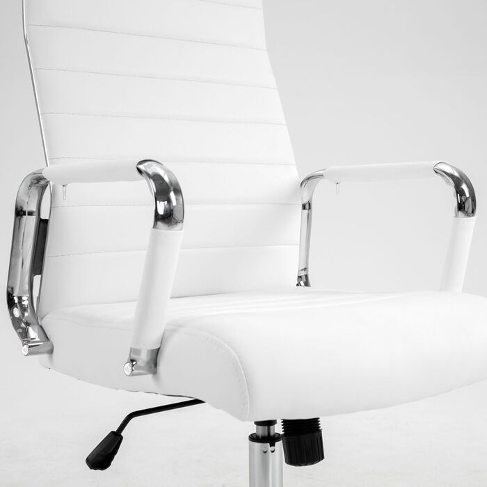 Офісне крісло SVITA Comfort - поворотне, для начальника, штучна шкіра, білий колір